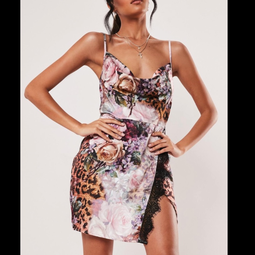 Satin Wrap Mini Dress
